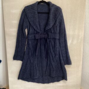 kor@kor women’s sz S sweater/coat blue front tie made in Italy
